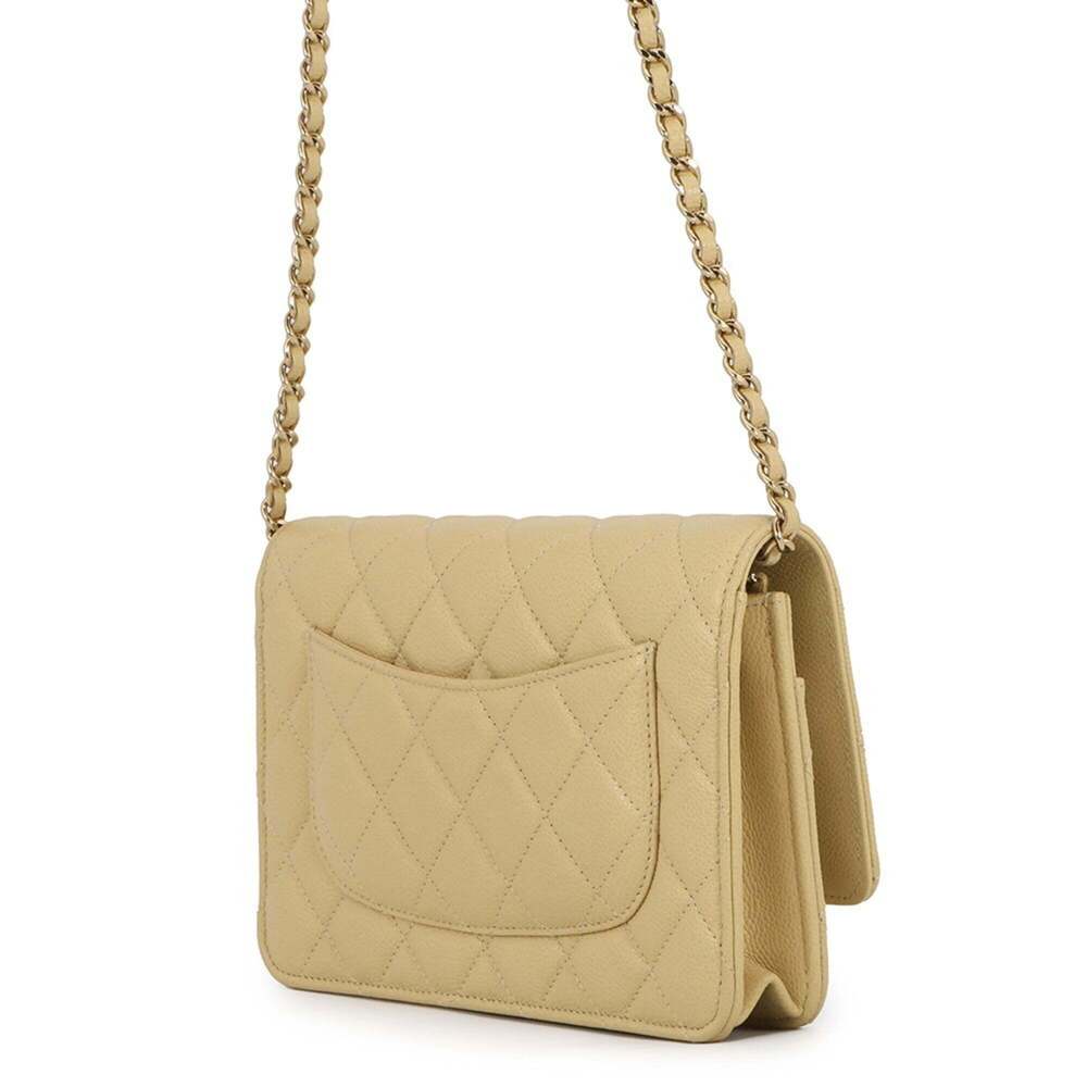 CHANEL Authentic Cream Caviar Leather Logo Wallet - Picture 2 of 16